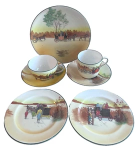 Royal Doulton Coaching Days Salad Dessert Plates Cups and Saucers - Picture 1 of 7