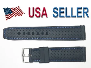 22mm Schwarz Silikon Uhrenarmband Armband Gummi Herren Armband Sport Taucher Wasserdicht NEU - Bild 1 von 1