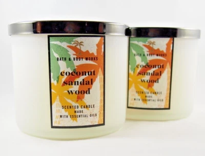 (2) Vela perfumada de 3 mechas de sándalo de coco Bath & Body Works 14,5 oz nueva Foto 1 de 4