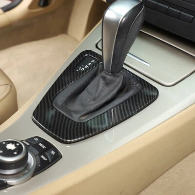Cubierta de ajuste de bisel de palanca de cambios de fibra de carbono ABS para BMW Serie 3 E90 05-12 automático Foto 1 de 4