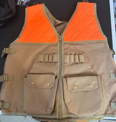 NcStar PVC Construction Hunting Vest/Blaze Orange & Tan Large Pockets - NEW! - Image 1 of 2