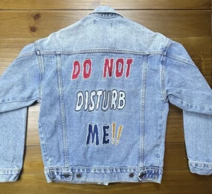 Forever 21 Small Denim Jean Jacket Embroidered “Do Not Disturb Me” - Picture 1 of 9