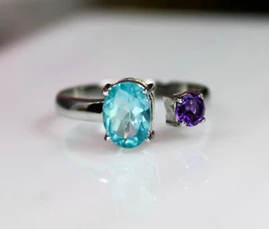 Sky Blue Apatite Ring,Amazing Apatite Ring ,Sterling Silver Ring,Size 8 - Picture 1 of 9