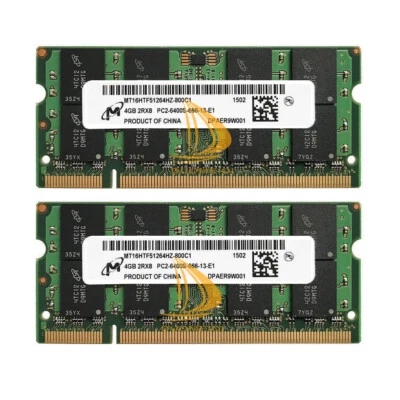 8GB Micron 2pcs 4GB 2Rx8 PC2-6400 DDR2-800MHz 200pin SODIMM RAM Laptop Memory /. - Image 1 of 3