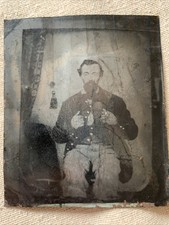 Antique Tintype Portrait of a PHOTO Dag or Ambrotype Civil War Era - Soldier?