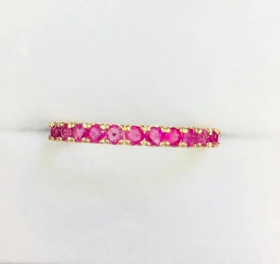 14k Solid Yellow Gold Eternity Cluster Band Ring Natural Round Ruby 6.25Size1.1 - Image 1 of 4