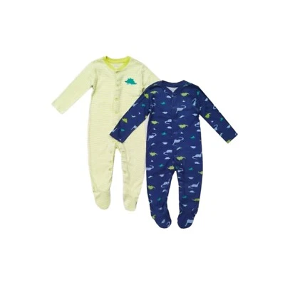 Pack de dos trajes para dormir y jugar Babygrow Dinosaurios para bebés niños - 0-3 meses Foto 1 de 3