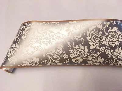 金属银色维多利亚亚洲金色装饰白色锦缎卷轴壁纸边框 — 第 1/2 张图片