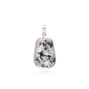 Pendente In Gemma Di Crisocolla Naturale In Argento Sterling 925 - Foto 1 di 8