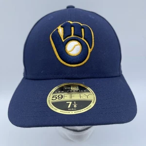Men's New Era MLB Milwaukee Brewers LOW PROFILE 59FIFTY Fitted Hat Size 7 1/8 - Picture 1 of 6