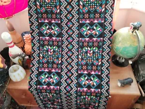 Vintage Black Aztec Ikat Woven Handmade Kilim Wool Large Rug - Picture 1 of 17