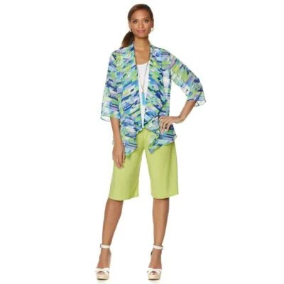 Cárdigan SLINKY BRAND Talla S Manga 3/4 Estampado Cortina Frontal Gasa Foto 1 de 2