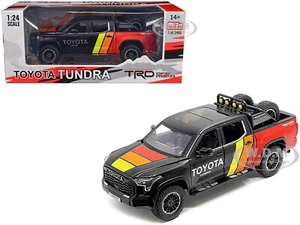 2023 TOYOTA TUNDRA TRD 4X4 PICKUP BLACK/RED W/WHEEL RACK 1/24 DIECAST H08555R - Picture 1 of 7