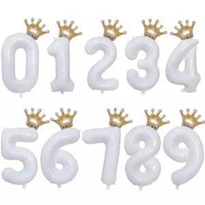 30" Girls Princess White Giant Number Foil Balloons Birthday Party - Picture 1 of 1