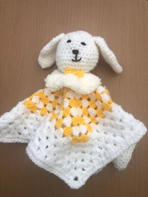 Hand Knitted Baby comforter chunky bunny new design, Yellow and white  ,New - Image 1 of 4