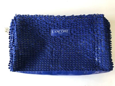 Lancome COBALT BLUE Crochet-like Texture Zip Cosmetic Makeup Bag NEW - Image 1 of 4