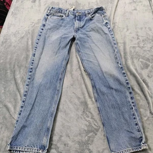 Carhartt Jeans Mens 38x32 Blue Straight Distressed True Fit 36x27 - Picture 1 of 14