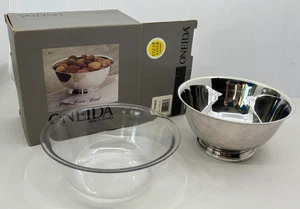Oneida Silver Plated Paul Revere 6in Bowl with Clear Liner and Original Box - Picture 1 of 11