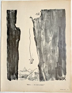 Robert Bob Weber cartone animato Esquire vintage 1964 alpinista caduta - Foto 1 di 1