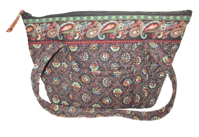 Cartera grande Vera Bradley Colette flores negras vintage EE. UU. Foto 1 de 4