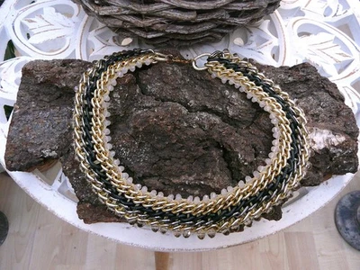 Statement Collier / Halskette mit Rosenquarz L mind. 47 cm - 3,5 cm breit - Bild 1 von 2