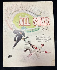 Memorial Stadium Baltimore Orioles 1958 All Star Game Program Unscored Nice - Picture 1 of 5