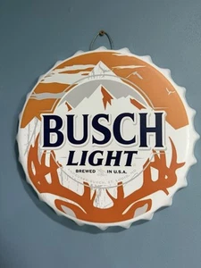 Busch Light Bottle Cap Sign Deer Hunting Buck 🦌 Man Cave Bar Beer Decor - Picture 1 of 2