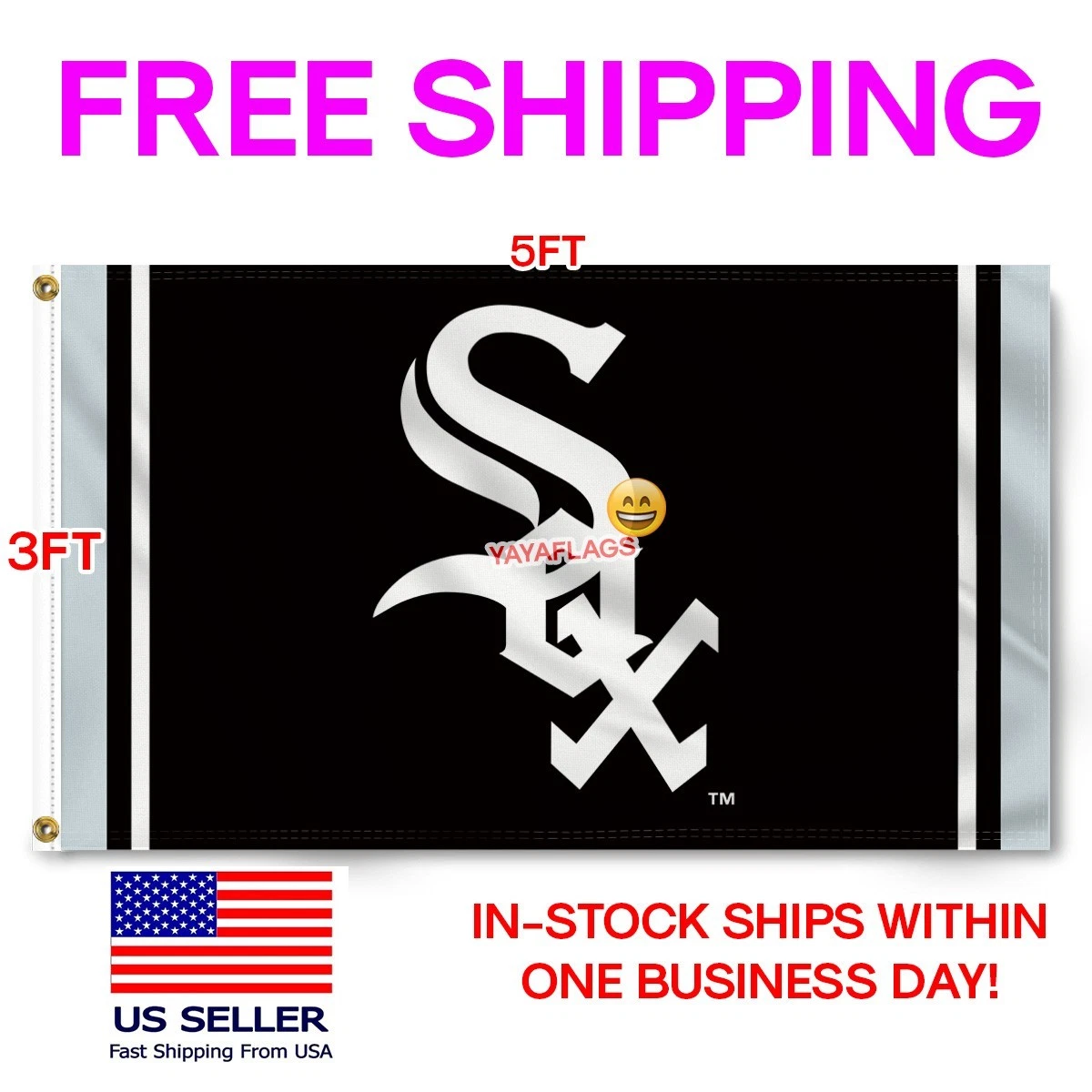WinCraft Chicago White Sox 2x3 Foot Flag - Small Team Banner With Grommets, 100% Polyester 1 thumbnail image