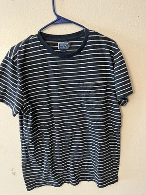 J. Camiseta Crew Para Hombre Grande Azul Rayas Ajustada Manga Corta Cuello Redondo Camiseta Foto 1 de 4