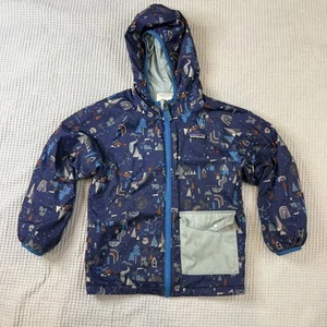 Patagonia Jacket Youth 5T Blue Hooded Raincoat Animal Print Full Zip Outdoors - Picture 1 of 9