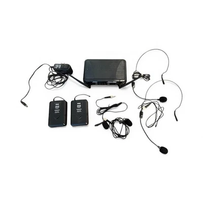 Pyle PDWM3400 UHF Wireless Microphone System 2 Lavalier 2 Headset Microphones - Image 1 of 3