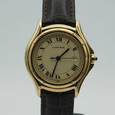 CARTIER SANTOS COUGAR QUARTZ HERREN UHR 33MM 887904 18K 750 MASSIV GOLD CA195 - Bild 1 von 4