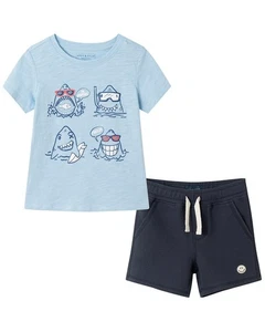Andy & Evan Shark Graphic T-Shirt & Quilted Short Set - Picture 1 of 5