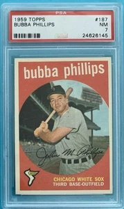 1959 Topps #187 Bubba Phillips PSA 7 NM Chicago White Sox - Picture 1 of 2