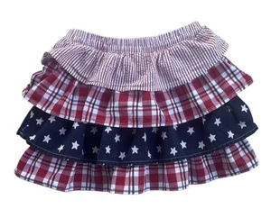 Gymboree Skirt tiered patriotic star seersucker with shorts sz 6 - Picture 1 of 4