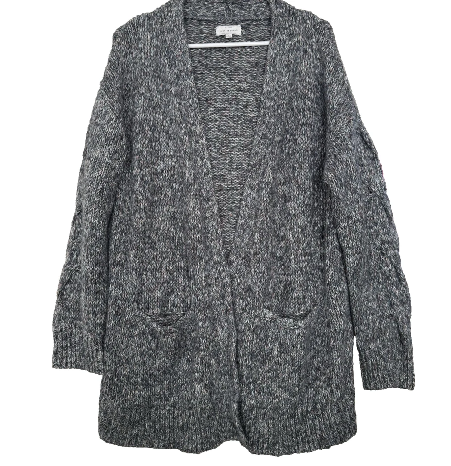 Cárdigan Lucky Brand para mujer Venice Marl frente abierto talla M bolsillos gruesos textura Foto 1 de 4