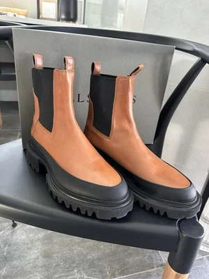 ALLSAINTS Talla US8/EUR38 Harlee Mujer Cuero Chelsea Botines Marrón Nuevo con Etiquetas $299 Foto 1 de 4