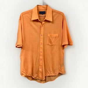 Vintage Short Sleeve Mens Shirt Orange Thin Soft Calvin Charles Large - Picture 1 of 10