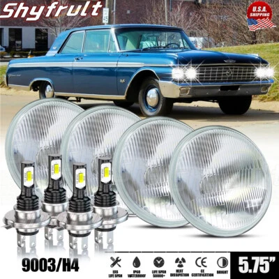 For Ford Galaxie 500 1962-1974 4x 5.75" 5-3/4inch Round LED Headlights Upgrade - Image 1 of 4