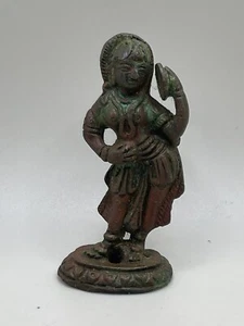 Hindu Goddess Apsara Statue Bronze Or Copper Oxidized - Picture 1 of 8