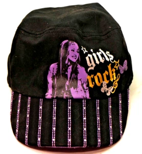 Vintage Girls Rock Disney Hanna Montana Girls Rock Black Cap Hat Near MInt - Picture 1 of 4