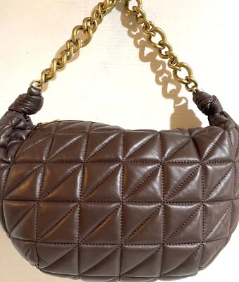 zara bags women Brown quilted  PVC  Leather Shoulder Handbag - Image 1 of 4
