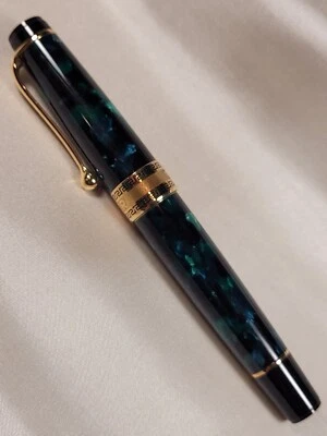 Pluma Estilográfica AURORA Verde Azul Mármol Oro 14k Nuevo en Caja Italia 31142-3 Foto 1 de 4