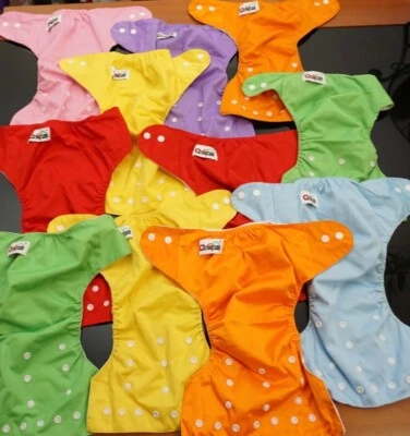 Qianqunui Adjustable Cloth Diaper Covers Multicolor Set Of 11 No Pads Snaps - Image 1 of 4