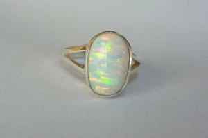 Anillo de plata esterlina 925 de ópalo de fuego natural de 6,10 quilates certificado para hombre y mujer - Imagen 1 de 8