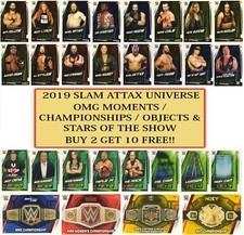 2019 WWE Slam Attax UNIVERSE - Championships Stars Objects OMG Moments
