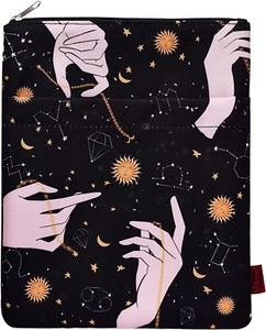 Sun Constellations Book Sleeve with Zipper Book Protector Washable Fabric 11x8.7 - Picture 1 of 12