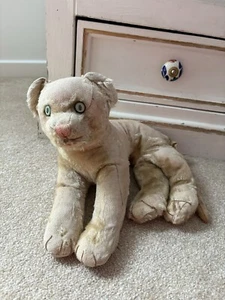 Original Antique Mohair Steiff German Lioness Laying Down Leo Lion Cub 35cm - Picture 1 of 12