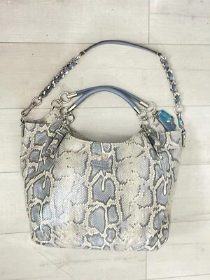 COACH Bag Light Blue White Limited Edition Large Snake Pattern Hobo RARE - Image 1 of 4