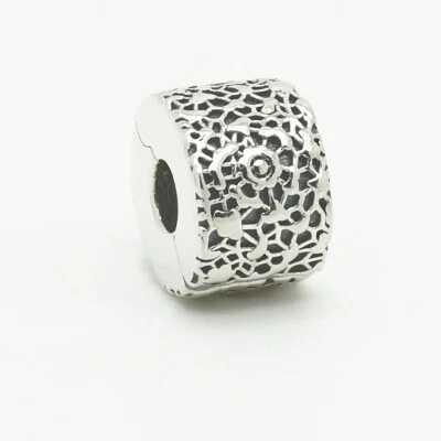 Original Pandora Charm Florale Spitze Clip Sterling Silber 791758 Neu - Bild 1 von 4